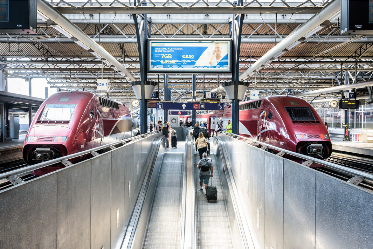 Thalys high-speed trains in Brussels-South railway station